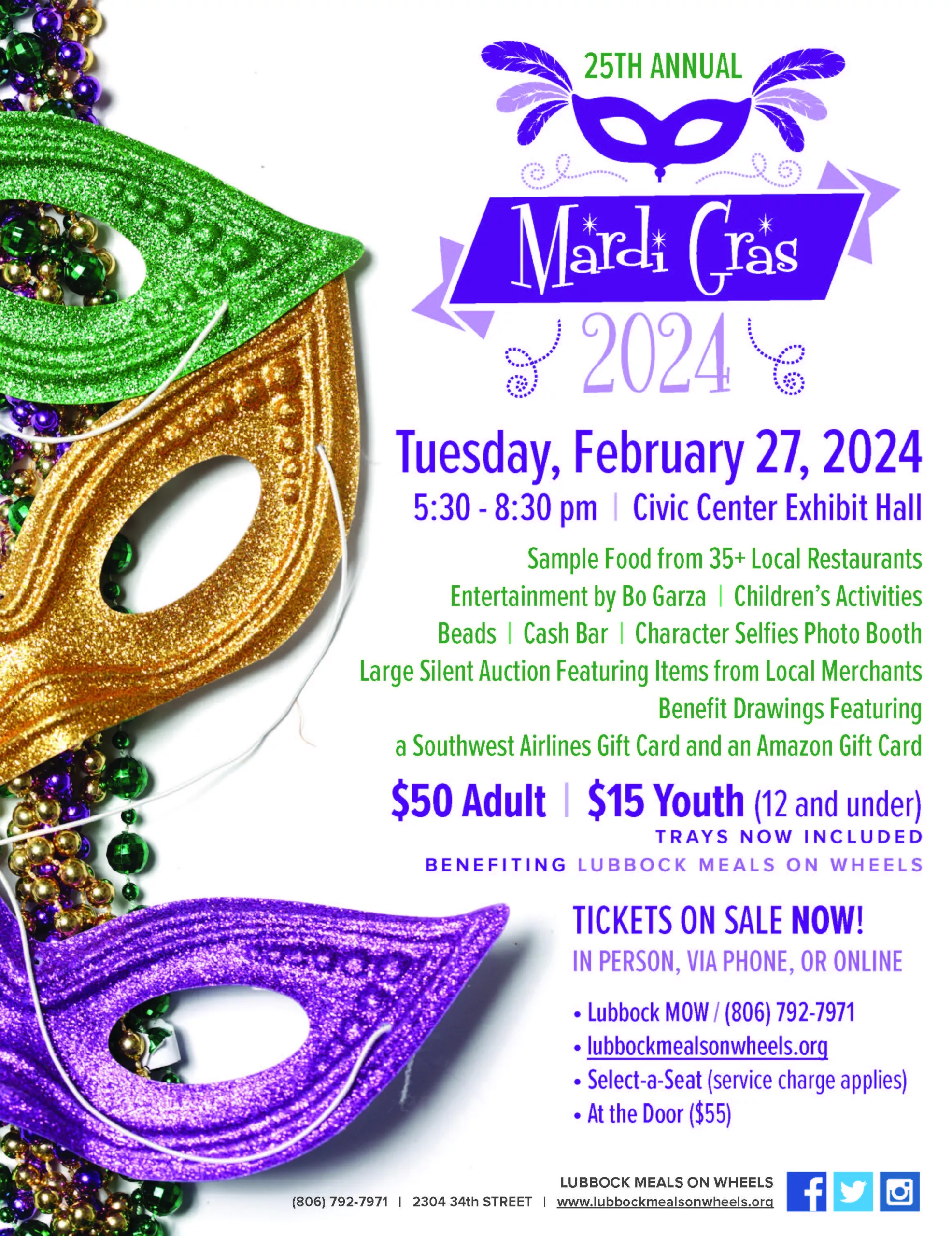 Lubbock Meals on Wheels 25th annual Mardi Gras Fundraiser - Good Stuff LBK